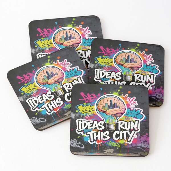 Item preview, Ideas Run This City Graffiti Street Art Neon Brain Lightbulb Urban Design designed and sold by PLUSHIWORLDtm.