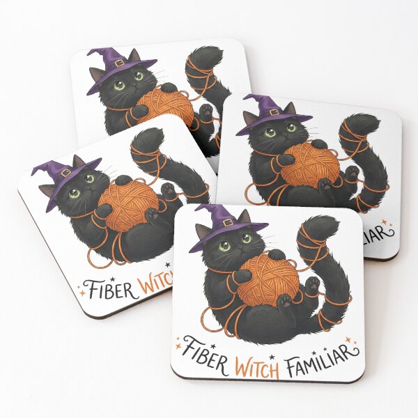Item preview, Knitting Black Cat - Cozy Cottagecore Fiber Witch designed and sold by Retro Mood Co.