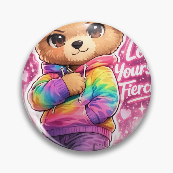 Item preview, Chibi Swag Teddy Bear Sticker – “Love Yourself Fiercely” Cute Aesthetic Streetwear Art designed and sold by SparkVault.