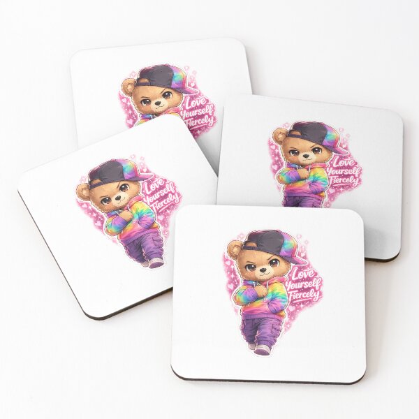 Item preview, Chibi Swag Teddy Bear Sticker – “Love Yourself Fiercely” Cute Aesthetic Streetwear Art designed and sold by SparkVault.