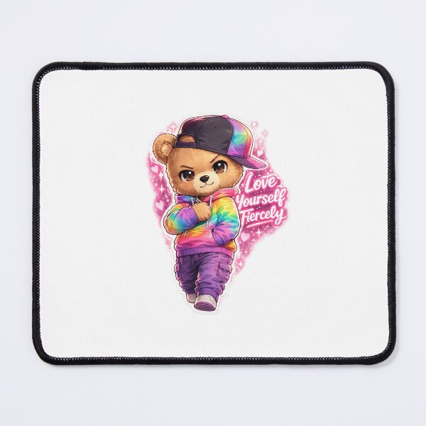 Item preview, Chibi Swag Teddy Bear Sticker – “Love Yourself Fiercely” Cute Aesthetic Streetwear Art designed and sold by SparkVault.