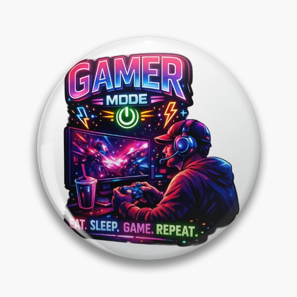 Item preview, Neon Gamer Mode – Eat Sleep Game Repeat designed and sold by Bit-By-Bit-Art.