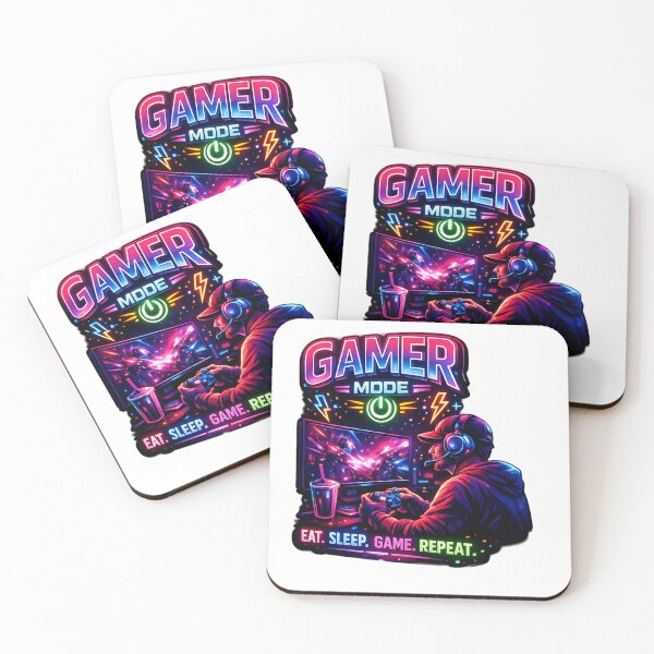 Artikelvorschau, Neon Gamer Mode – Eat Sleep Game Repeat entworfen und verkauft von Bit-By-Bit-Art.