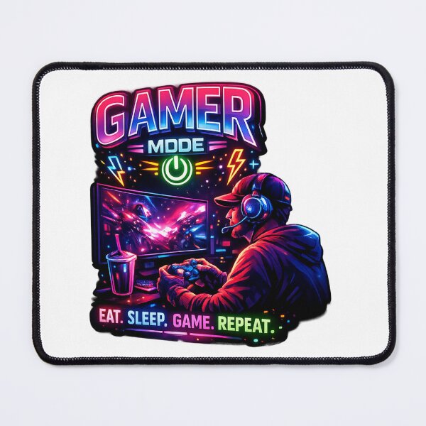 Item preview, Neon Gamer Mode – Eat Sleep Game Repeat designed and sold by Bit-By-Bit-Art.