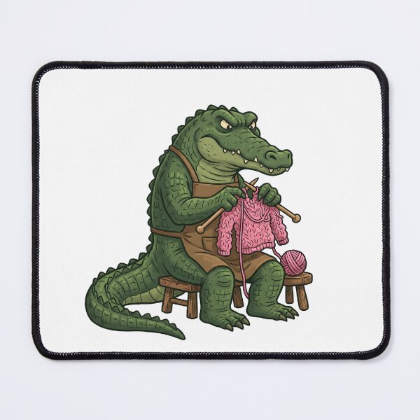 Item preview, Funny Knitting Crocodile Grumpy Reptile Pink Sweater Crafting designed and sold by Kvarny.