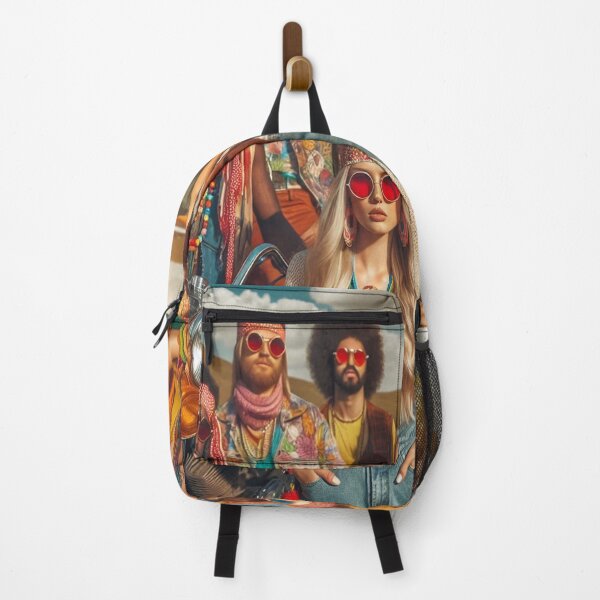 Item preview, Retro Hippie Crew on Motorcycles in a Vibrant 70s Freedom Scene designed and sold by FotoworldEdel.