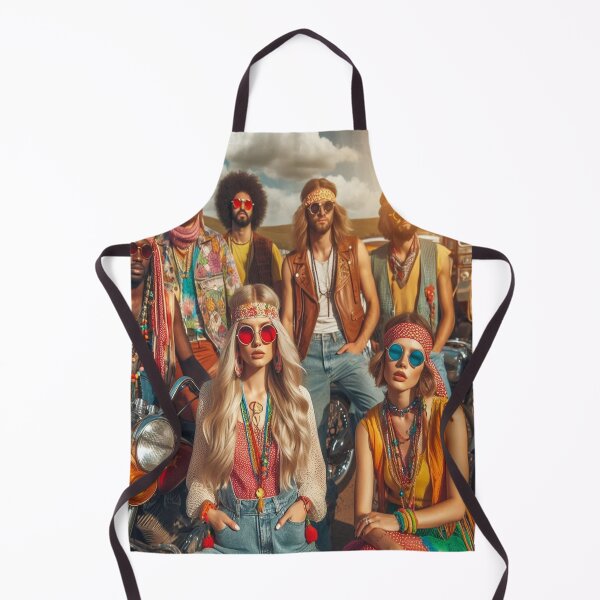 Item preview, Retro Hippie Crew on Motorcycles in a Vibrant 70s Freedom Scene designed and sold by FotoworldEdel.