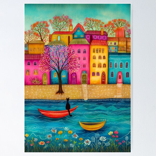 Item preview, Colorful Village by the River designed and sold by Blue Horse Photo Magic.
