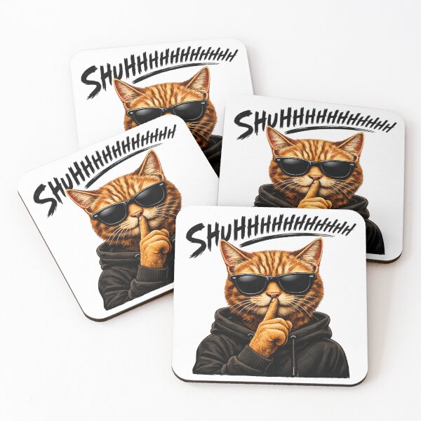 Item preview, Shuhhhh Cat Sticker – Cool Sunglasses Cat Saying Shut Up Streetwear Meme Design designed and sold by IconicDesignsXd.
