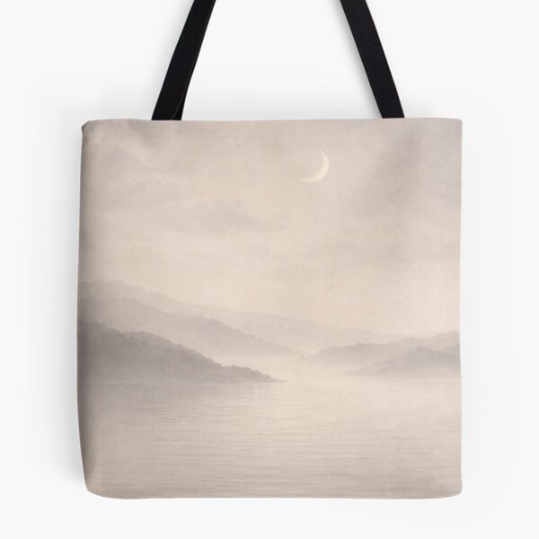Item preview, Crescent Moon Over Misty Seto Inland Sea – Japandi Minimalist Art Print designed and sold by SILENT JAPAN.