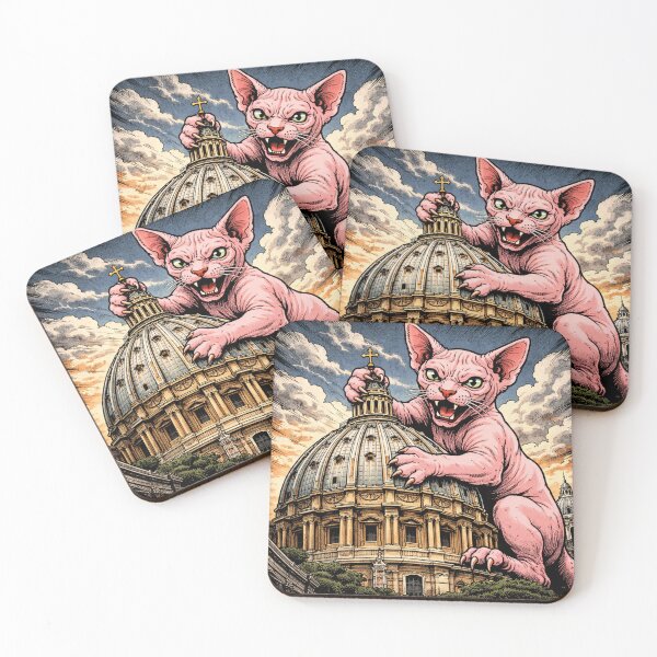 Item preview, Kaiju Cat Destroying St Peter’s Basilica Dome in Vatican City – Funny Cat Sticker & T-Shirt designed and sold by The Cat-astrophic Corporation.