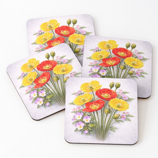 Item preview, Red and Yellow Poppies and Pansies Full Bloom Shapes Mania designed and sold by Shapes-Mania.