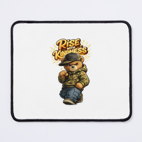 Item preview, Tough Swag Teddy Bear Sticker – Streetwear Style “Rise With Kindness” Motivational Design designed and sold by SparkVault.