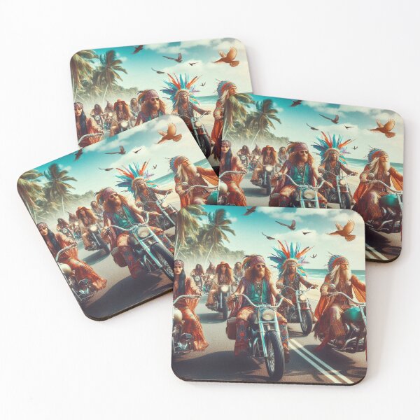 Item preview, Realistic Hippie Motorcycle Ride along a Sunny Coastal Road with Retro Freedom Vibes designed and sold by FotoworldEdel.