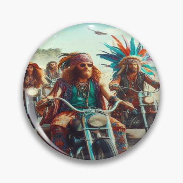 Item preview, Realistic Hippie Motorcycle Ride along a Sunny Coastal Road with Retro Freedom Vibes designed and sold by FotoworldEdel.