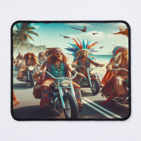 Item preview, Realistic Hippie Motorcycle Ride along a Sunny Coastal Road with Retro Freedom Vibes designed and sold by FotoworldEdel.