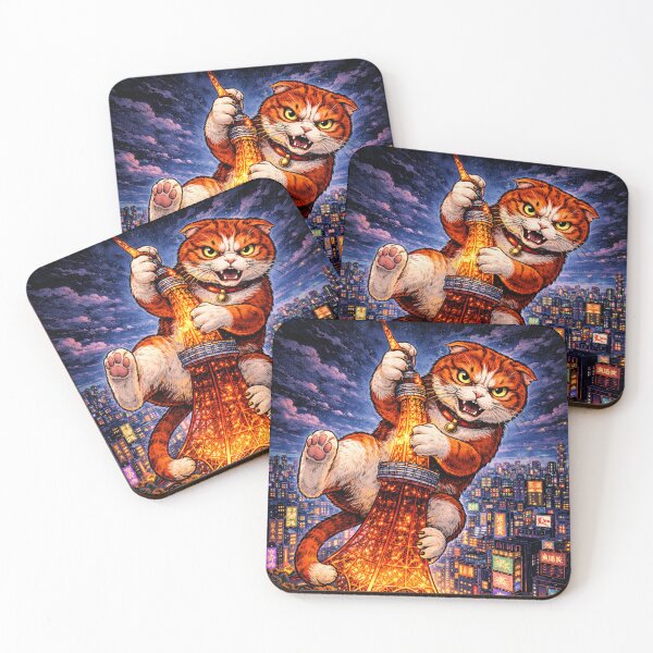 Item preview, Kaiju Cat Destroying Tokyo Tower – Funny Cat Sticker & T-Shirt designed and sold by The Cat-astrophic Corporation.