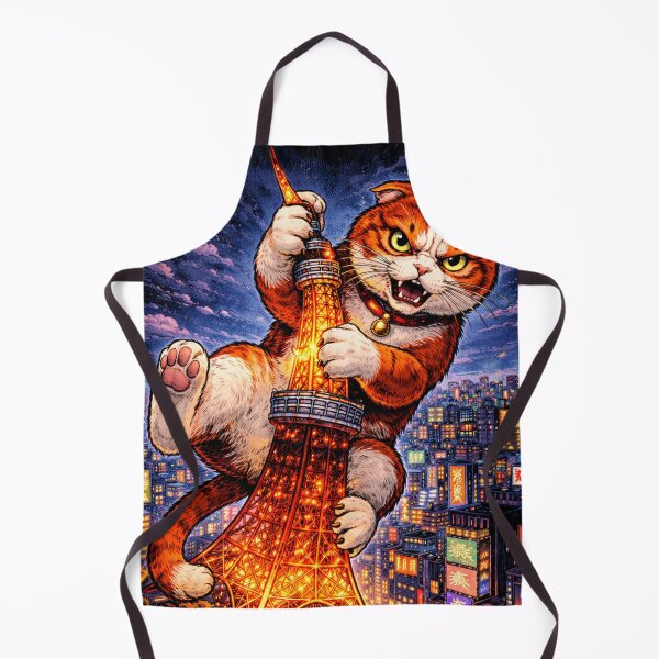 Item preview, Kaiju Cat Destroying Tokyo Tower – Funny Cat Sticker & T-Shirt designed and sold by The Cat-astrophic Corporation.