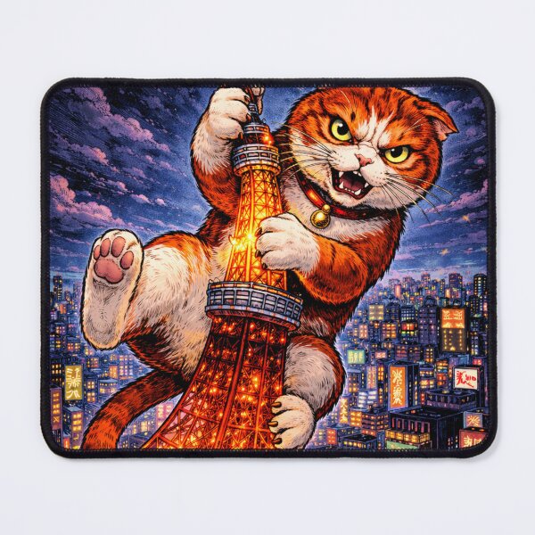 Item preview, Kaiju Cat Destroying Tokyo Tower – Funny Cat Sticker & T-Shirt designed and sold by The Cat-astrophic Corporation.