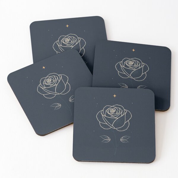 Item preview, Rose in white outline under starry sky designed and sold by RAISC.