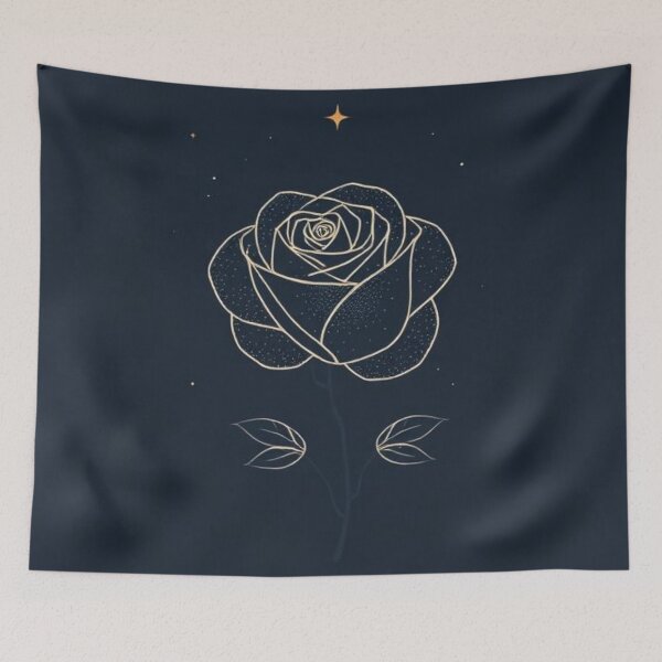 Item preview, Rose in white outline under starry sky designed and sold by RAISC.