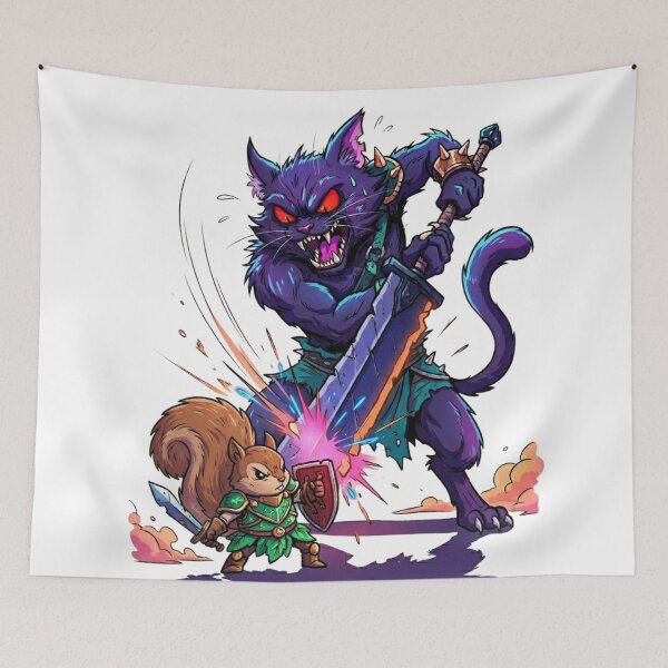 Item preview, Squirrel Knight vs. Cat Demon designed and sold by PP&RAINBOW SHOP.