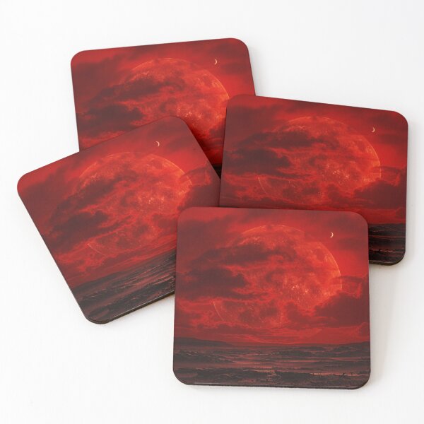 Item preview, Blood Moon Dystopian Landscape - Red Planet Sci-Fi designed and sold by fotoNoz.