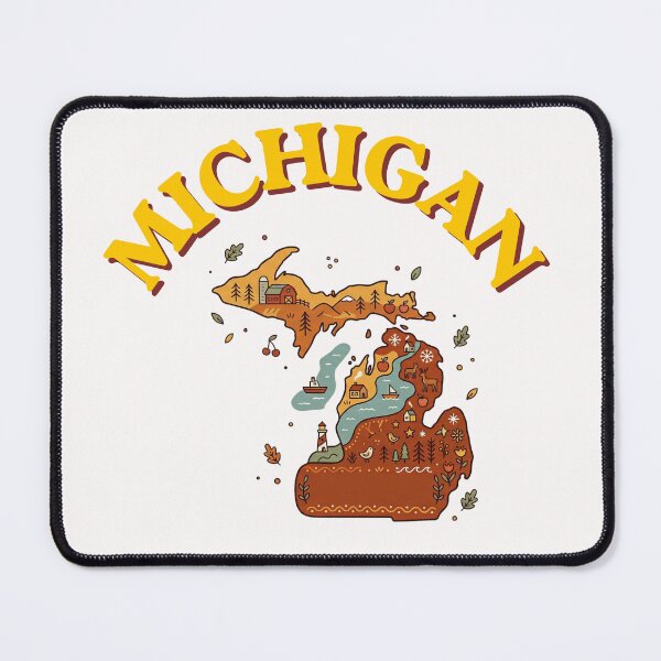 Item preview, Michigan Lighthouse Folk Art - Great Lakes Vintage Illustration designed and sold by PeerMstudio.