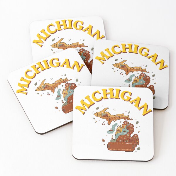 Item preview, Michigan Lighthouse Folk Art - Great Lakes Vintage Illustration designed and sold by PeerMstudio.