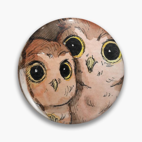 Item preview, Two Owls in a Tree Hollow Rustic Woodland Watercolor Painting designed and sold by Cjartgallery.