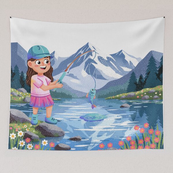 Item preview, Paisaje de una niña pescando  designed and sold by CeciliaGomezArt.
