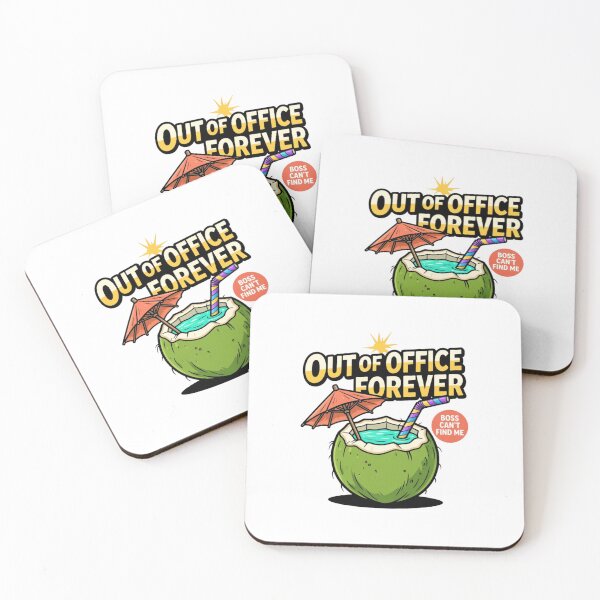 Item preview, Out of Office Forever - Funny Vacation Coconut Drink Sticker designed and sold by HBDStudio.