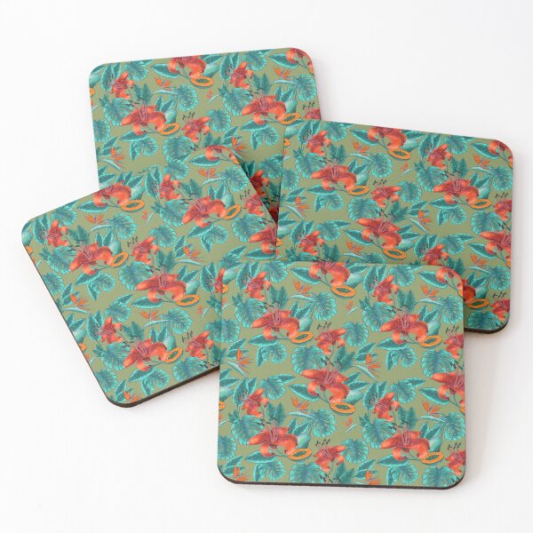 Item preview, Tropical Jungle: Amaryllis, Monstera and Exotic Mangoes designed and sold by Nekogobido.
