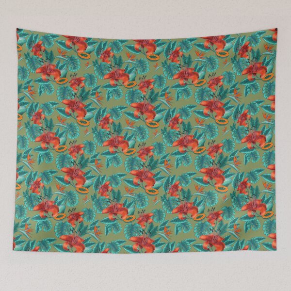 Item preview, Tropical Jungle: Amaryllis, Monstera and Exotic Mangoes designed and sold by Nekogobido.