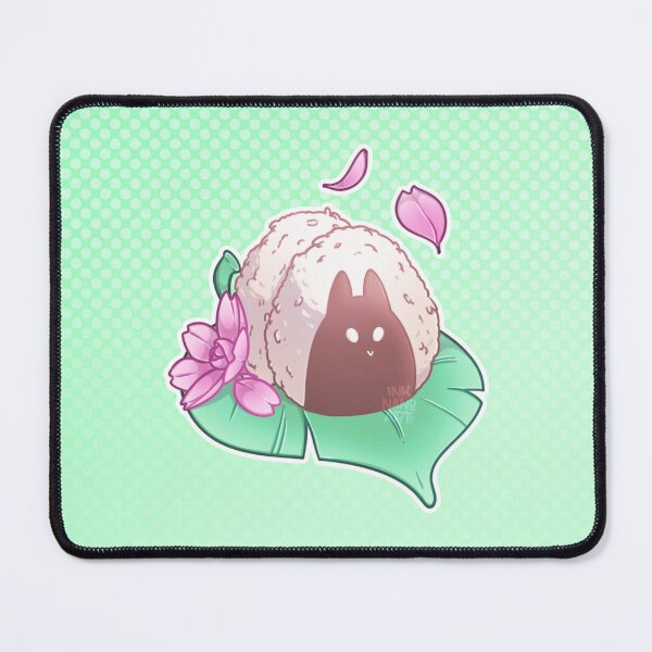 Item preview, Usagi Onigiri - Rabbit rice balls on a green background designed and sold by Ink-Nano-Art.