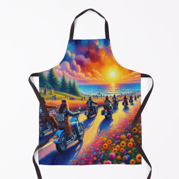 Item preview, Impressionist Motorcycle Journey through Vibrant Fields toward a Glowing Sunset designed and sold by FotoworldEdel.