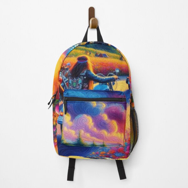 Item preview, Impressionist Motorcycle Journey through Vibrant Fields toward a Glowing Sunset designed and sold by FotoworldEdel.