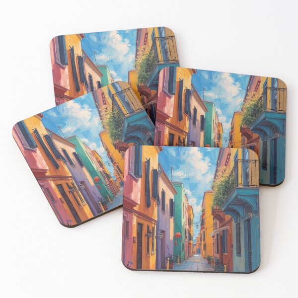 Item preview, “Colorful European Street – Travel Aesthetic Wall Art” designed and sold by KomoFrames.