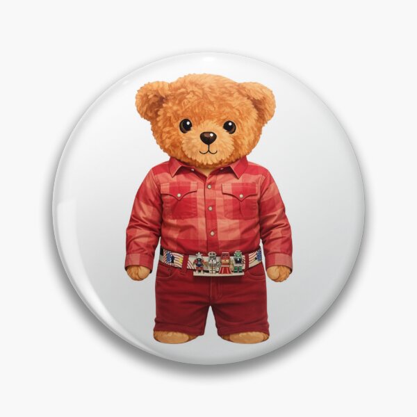Item preview, Cute Geek Bear in Red Plaid Shirt and Robot Belt Illustration designed and sold by CuteBear87.