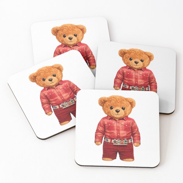 Item preview, Cute Geek Bear in Red Plaid Shirt and Robot Belt Illustration designed and sold by CuteBear87.