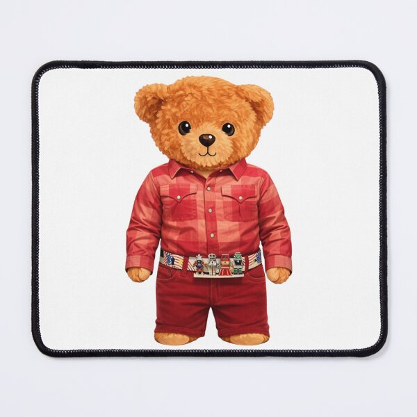 Item preview, Cute Geek Bear in Red Plaid Shirt and Robot Belt Illustration designed and sold by CuteBear87.