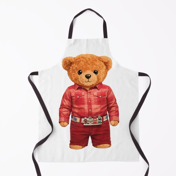 Item preview, Cute Geek Bear in Red Plaid Shirt and Robot Belt Illustration designed and sold by CuteBear87.