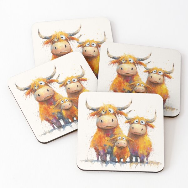 Item preview, Cute HiGHLaND SCoTTiSH CoWS ' Indian Yellow Highland Coos ' Designs BY SHiRLeY MacARTHuR designed and sold by Shirley MacArthur Art.