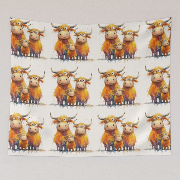 Item preview, Cute HiGHLaND SCoTTiSH CoWS ' Indian Yellow Highland Coos ' Designs BY SHiRLeY MacARTHuR designed and sold by Shirley MacArthur Art.