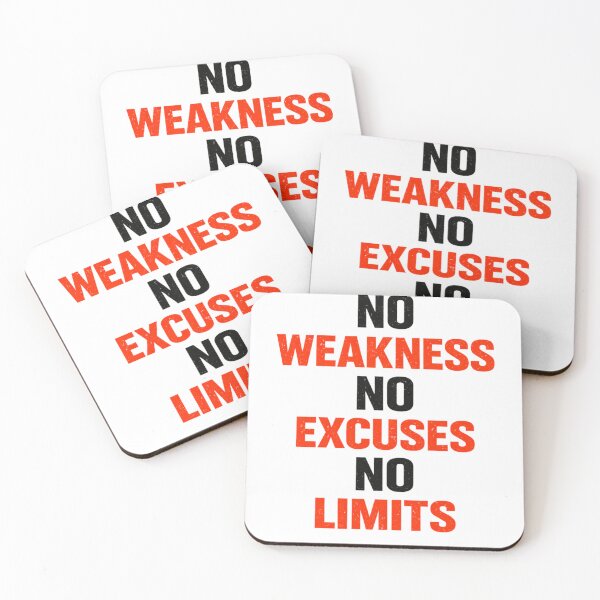 Item preview, No Weakness No Excuses No Limits Motivation Gym Fitness Quote Strong Mindset Design designed and sold by SzyMazDesign.