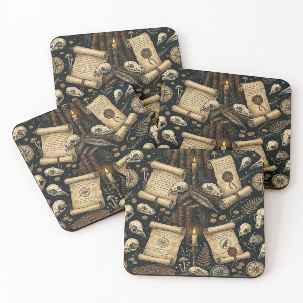 Item preview, Vintage Animal Skulls & Ancient Scrolls Dark Academia Pattern designed and sold by InnerwayStudio.