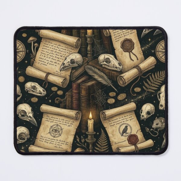 Item preview, Vintage Animal Skulls & Ancient Scrolls Dark Academia Pattern designed and sold by InnerwayStudio.