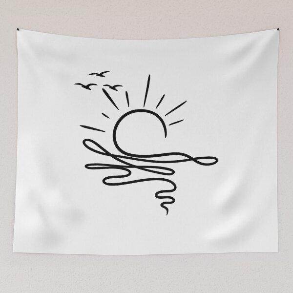 Item preview, Sun Ocean Linear Graphic Boho Summer, Trendy Beach Tee, Cute Minimalist Summer designed and sold by faridman.