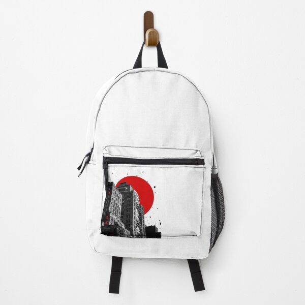 Item preview, Neo Noir Cityscape | Red Sun & Glowing Windows Dystopian Art designed and sold by P-Design-Lab.