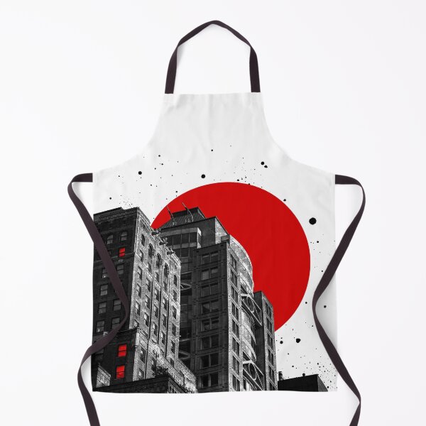 Item preview, Neo Noir Cityscape | Red Sun & Glowing Windows Dystopian Art designed and sold by P-Design-Lab.
